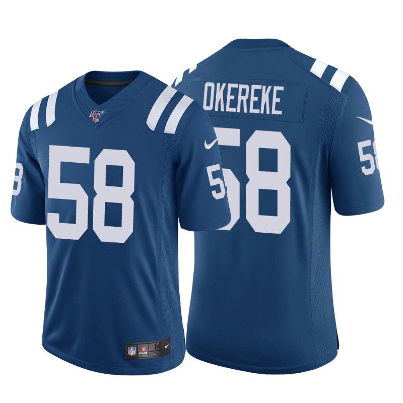Men Indianapolis Colts #58 Bobby Okereke Nike Royal 100th Limited NFL Jersey->indianapolis colts->NFL Jersey
